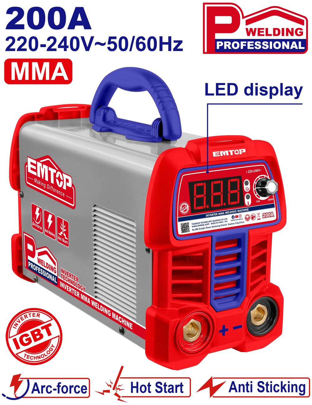 Inverter aparat za zavarivanje 200A EWDEM2061 Emtop