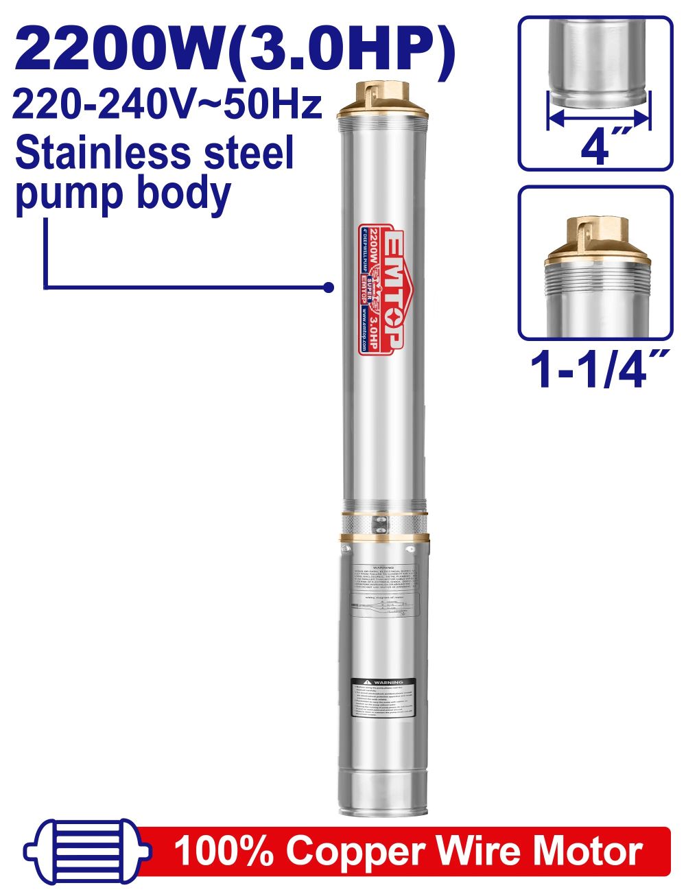 Potopna pumpa raketa 2200W EWPPD22001 Emtop