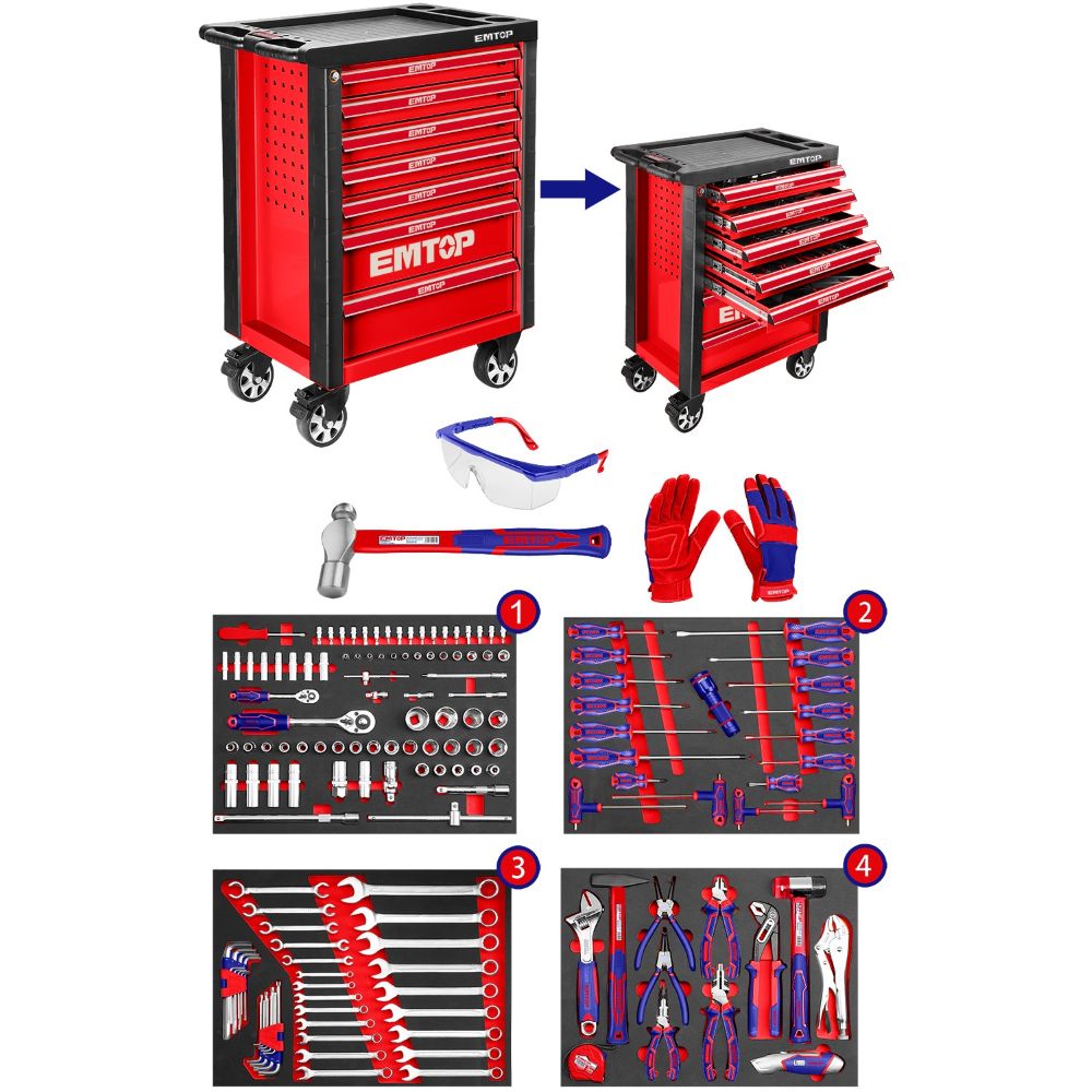 Kolica set ručnih alata od 163 dijela Emtop EHTS01631