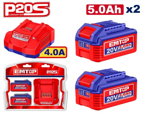 Комплет полнач и 2 батерии 5ah ELBCPK2513 Emtop