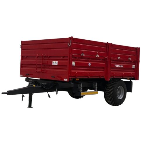 Prikolica FERMAK 5t, jedna osovina, gume 400/60-15,5, vazdušne kočnice, trostrano kipanje, refuzne stranice, zadnji otvor